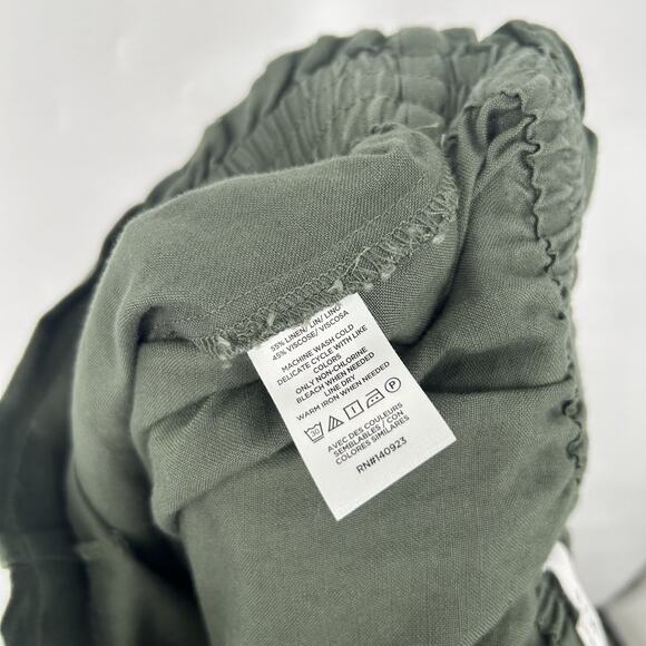 LOFT Tall Breezy Wide Leg Pants Cropped Linen Blend Olive Green Size LT Tall - Picture 10 of 10